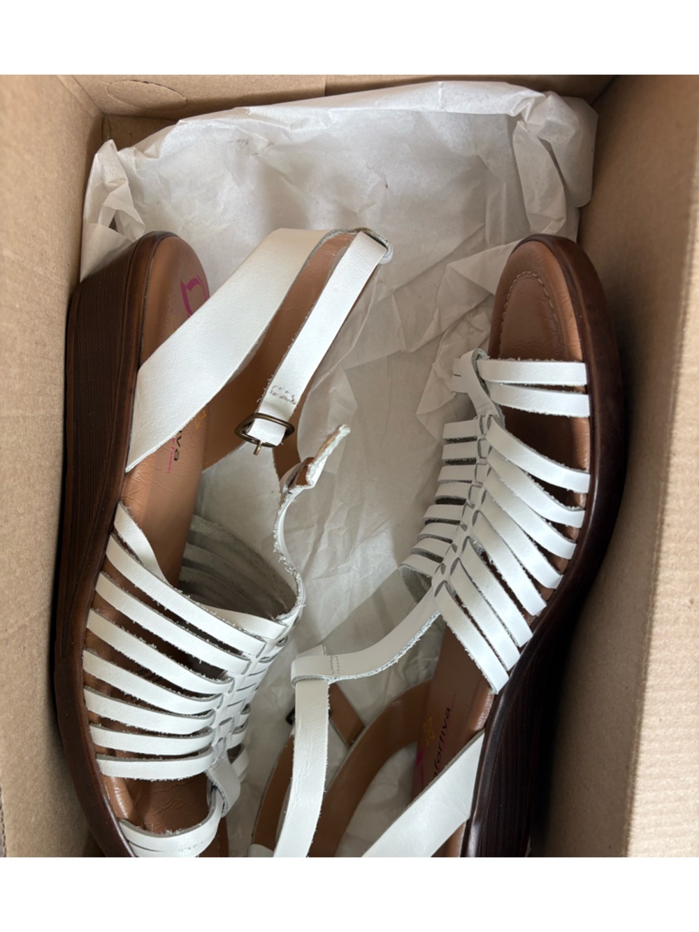 Comfortiva White Strappy Wedge Sandal